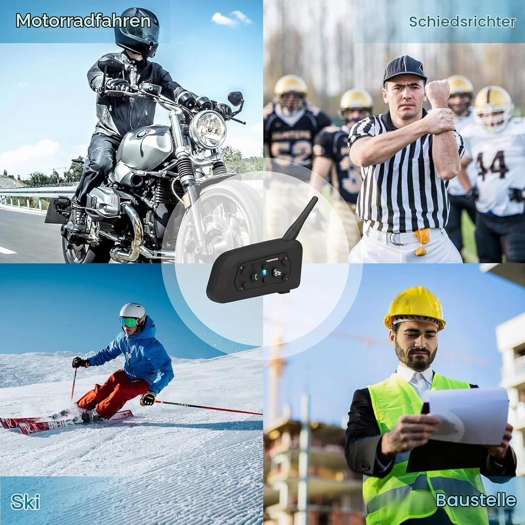 EJEAS VNETPHONE V6 Motorrad Intercom Bluetooth Headsets 1200m bis zu 6 Reiters DSP-Rauschunterdrücku