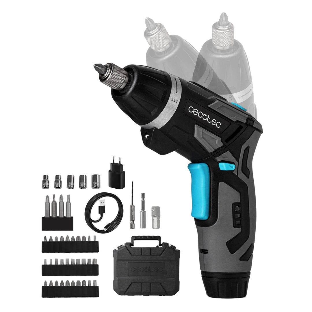Cecotec Akkuschrauber PowerGyro 4000 Flash, 3,6 V, 1500 mAh, 6 Nm Drehmoment, 2-in-1 Drehgriff, 230