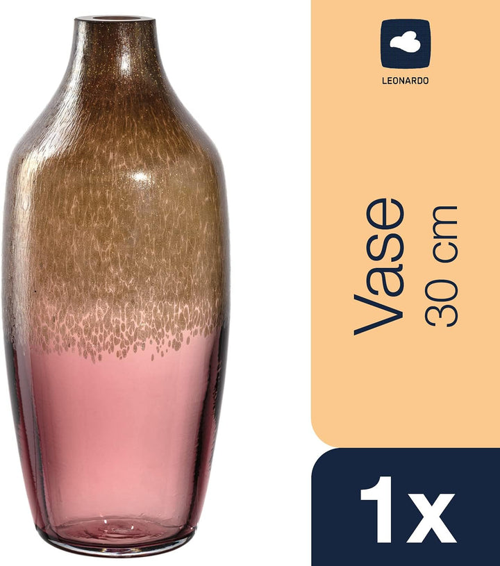 Leonardo Poesia, Solifleurvase aus Glas, burgunder-rot / gold, handgefertigte Glasvase für Einzelblu