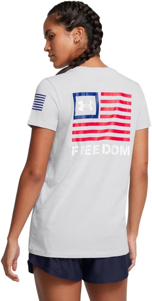 Under Armour Damen New Freedom Banner T-Shirt S (011) Mod Gray Medium Heather / Royal, S (011) Mod G