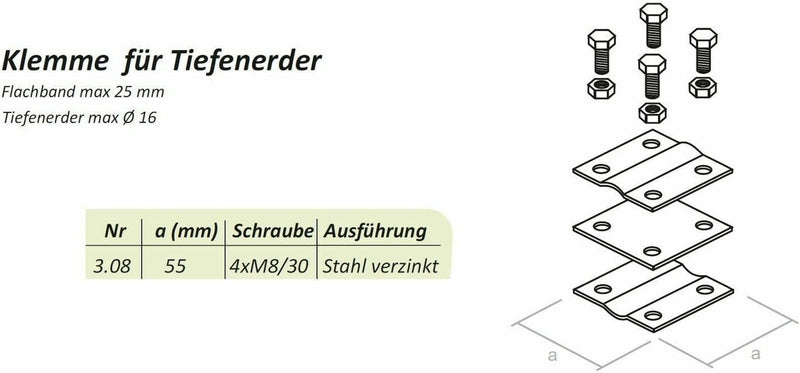 Tiefenerder Erder Erdung SET 3m 2x1500mm Ø16 feuerverzinkt Stahl S235JR HAMMER Längenauswahl 1,5m 3m