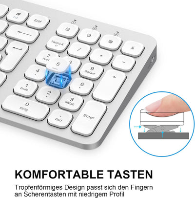 PINKCAT Tastatur Maus Set Kabellos, 2.4G USB Maus und Tastatur Kabellos Deutsche Tastatur QWERTZ Lay
