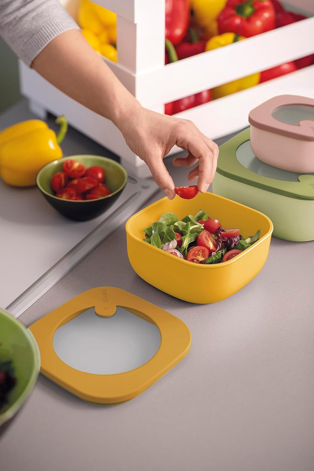 Guzzini - Kitchen Active Design, STORE&MORE BIO Set 3 dicht schliessende Dosen für Kühlschrank/Gefri