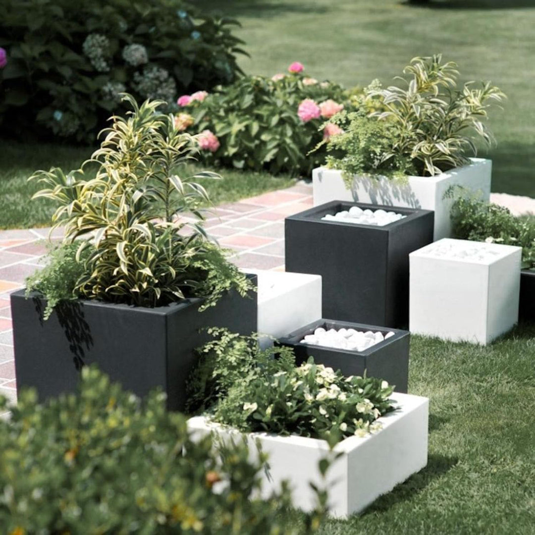 TERAPLAST Blumentopf Schio Cubo 30 cm Made in Italy recyclebar 30 cm Anthrazit, 30 cm Anthrazit