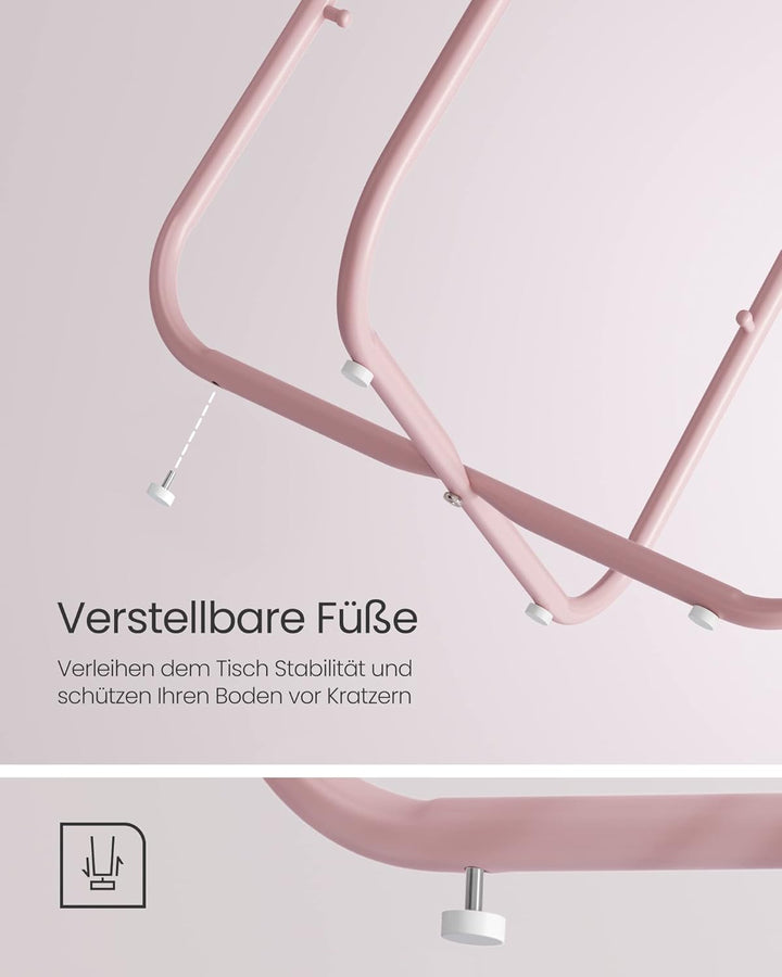 VASAGLE Beistelltisch rund, Kleiner Tisch, Couchtisch klein, Wohnzimmertisch mit Korb aus Stoff, Sta