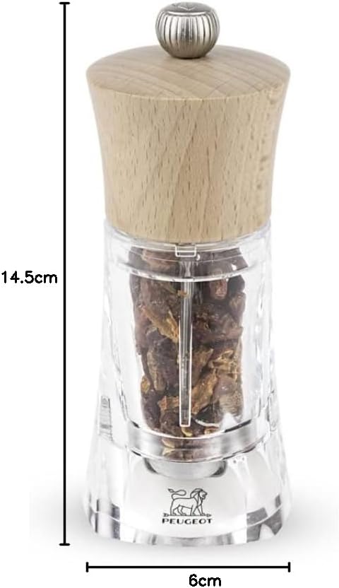 Peugeot 28398 Oleron Chilimühle,Acryl / natur, 6x6x14 cm Clear And Natur, Clear And Natur
