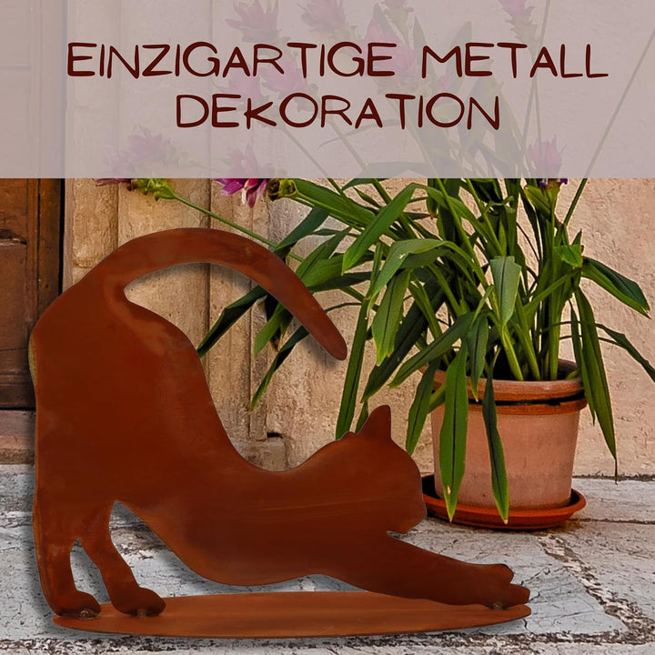 Rostikal Rost Katze Stehend 23 cm - Ausgefallene Katzenfigur, Gartendeko für Draussen Wetterfest, De