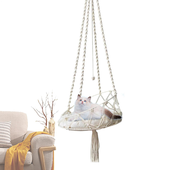 Katze Hängematte - 40x90cm Boho Makramee Katzenschaukel Hängematte, Baumwolle Hängen Fensters Hängem
