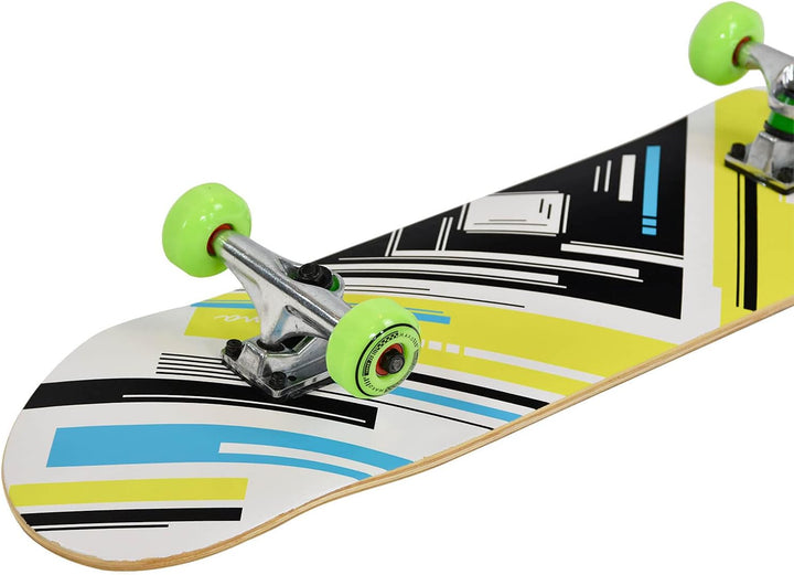 MAXOfit Skateboard Ahorn 31 Zoll mit verschiedenen Designs und hochwertigen Aluminium Achsen, ABEC 7
