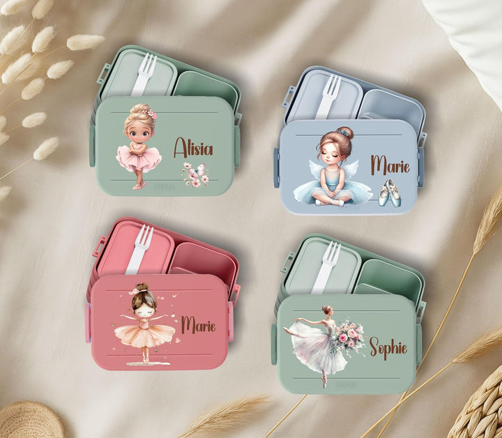 wolga-kreativ personalisierte Mepal Brotdose mit Balerina Motiv - Lunchbox Schule, Jausenbox Kinderg