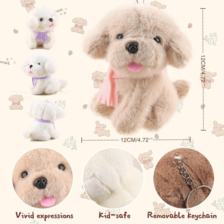 ANBOOR 6pcs 12cm Hunde-Plüschtiere, süsses Hundewelpen-Plüschtier mit Schal, Duftende Teddys, kleine