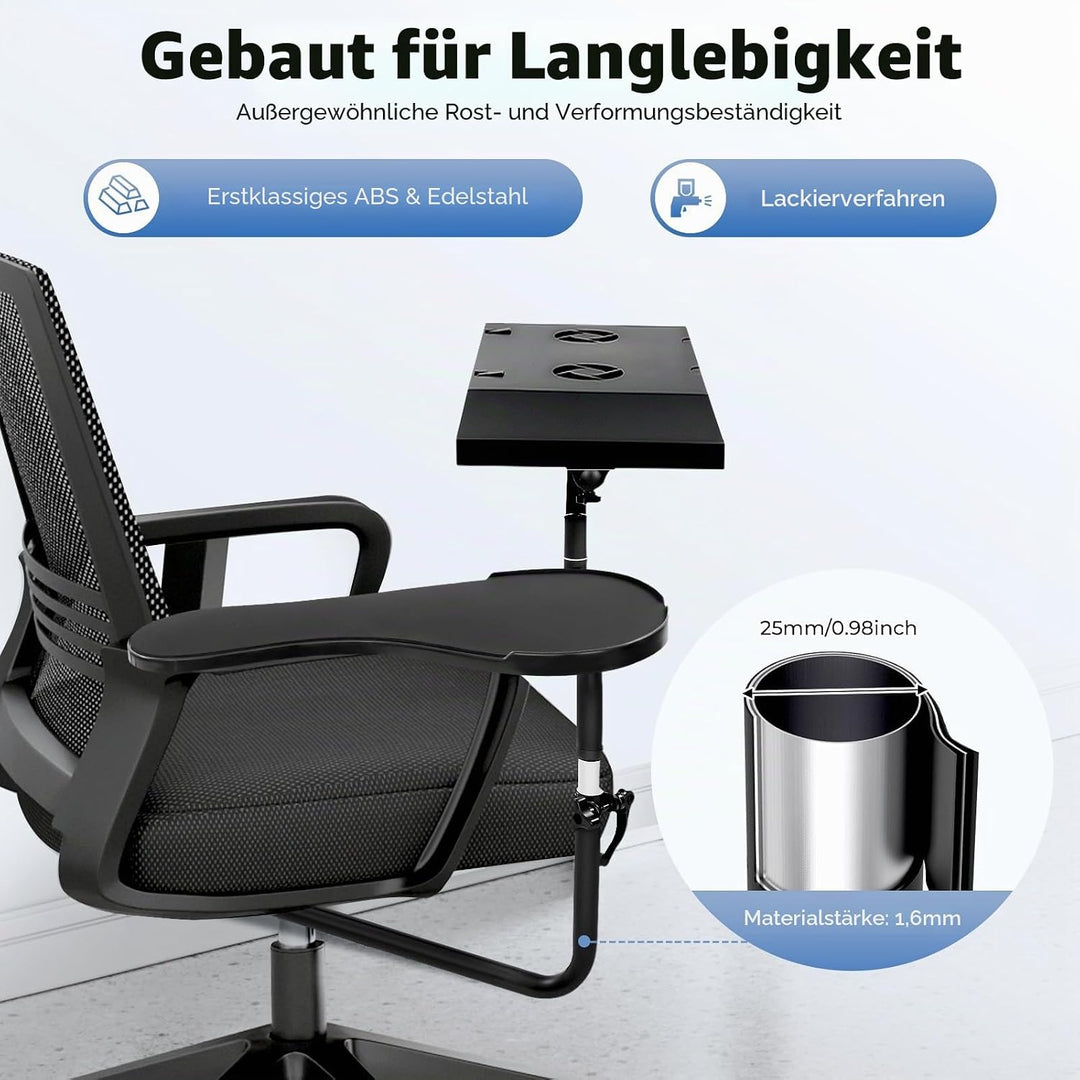 Laptoptisch Höhenverstellbar Stehpult mit Mausablage, Stuhl Arm KlemmstüTze, Tastatur Mauspad Laptop
