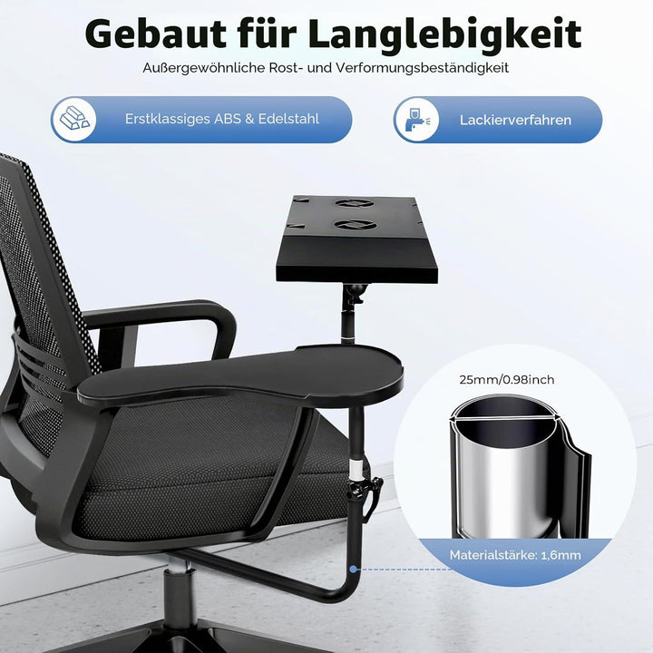 Laptoptisch Höhenverstellbar Stehpult mit Mausablage, Stuhl Arm KlemmstüTze, Tastatur Mauspad Laptop