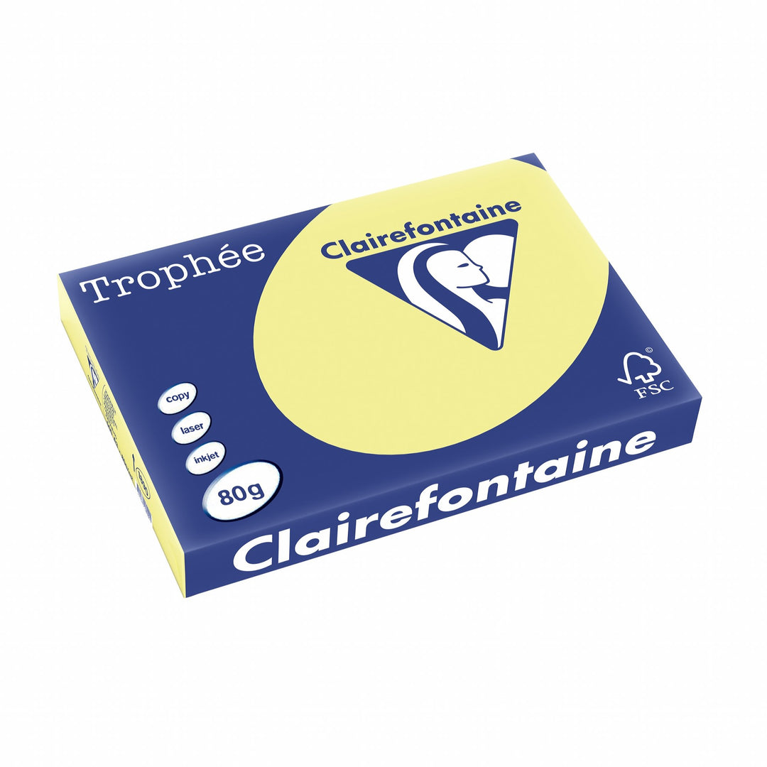 Clairefontaine 1890C - Ries Druckerpapier / Kopierpapier Trophee, Pastell Farben, DIN A3, 80g, 500 B