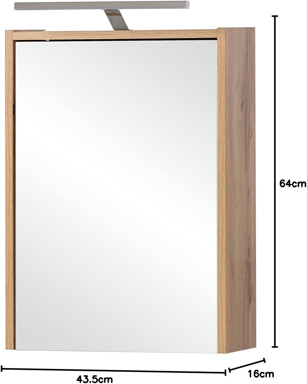 Schildmeyer Carlos Spiegelschrank, Holzwerkstoff, Eiche Landhaus Dekor, 43,5 cm Eiche Landhaus Dekor