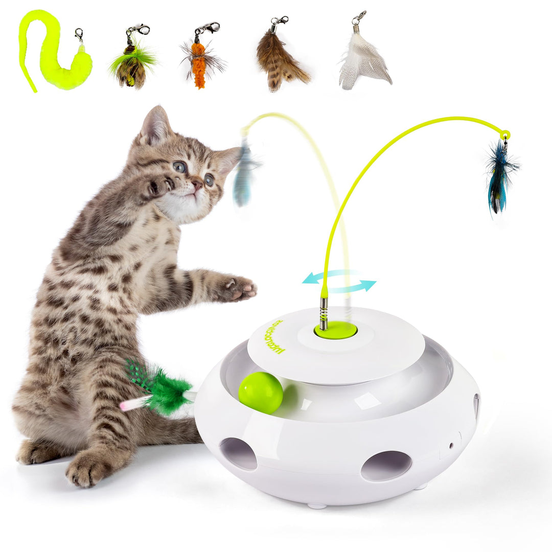 ALL FOR PAWS 3-in-1 Interaktives Katzen-Spielset, Automatisches interaktives Spielzeug für Wohnungsk