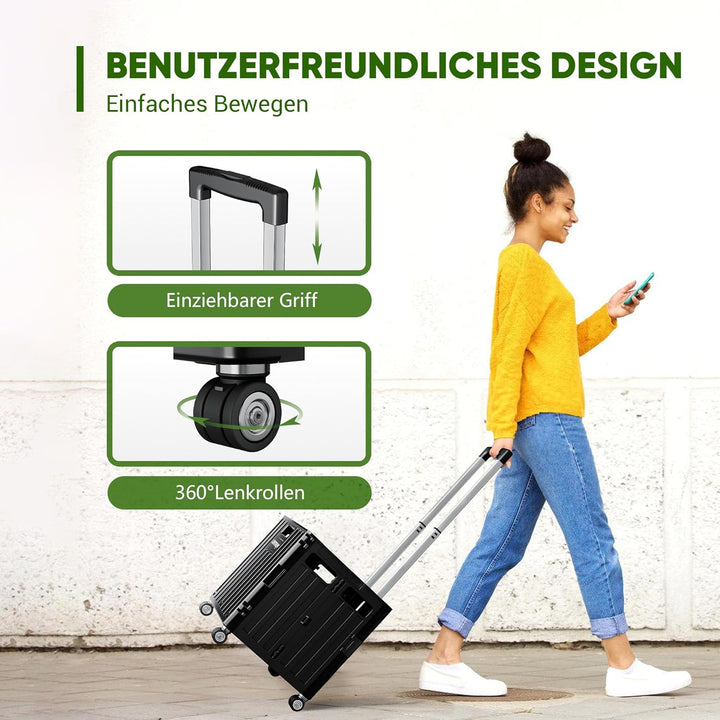 LDHTHOPI Einkaufstrolley klappbar 65L,MAX 50KG Trolley mit Teleskopgriff,4 Zerlegbaren Drehbaren Räd