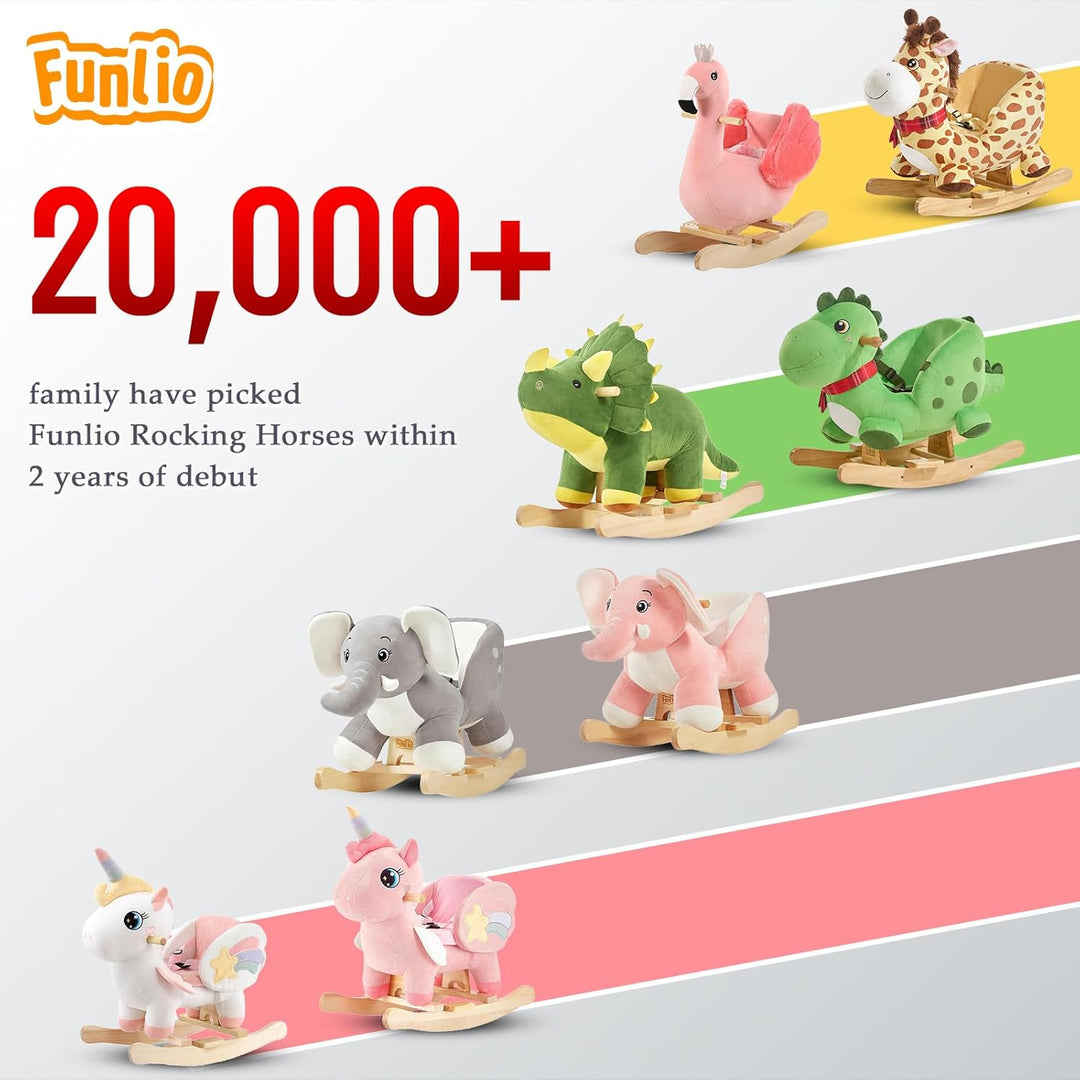 FUNLIO Giraffen-Baby-Schaukelpferd für Kleinkinder von 6 Monaten bis 3 Jahren, Plüschtier zum Aufsit