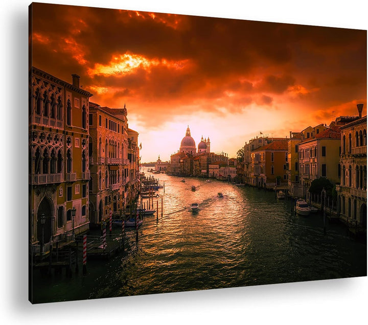 deyoli Flusslauf in Venedig Format:90x60 cm als Leinwandbild, Motiv fertig gerahmt auf Echtholzrahme