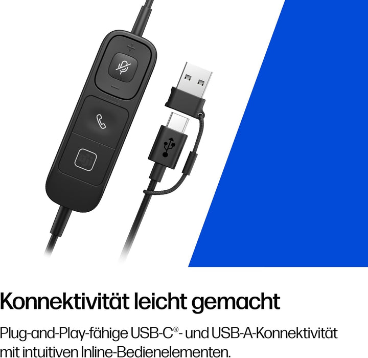 Poly Mission 410 Headset für PC, Monaural, USB‑C/USB‑A, KI‑Geräuschunterdrückung, UC‑Zertifiziert, S