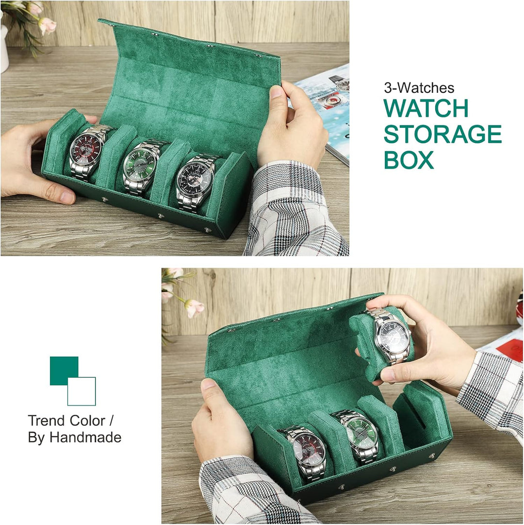 Hiram Hexagon Uhr Roll Case Leder Sechseck 3 Uhr Travel Case Uhren Aufbewahrungsbox Schutz Organizer