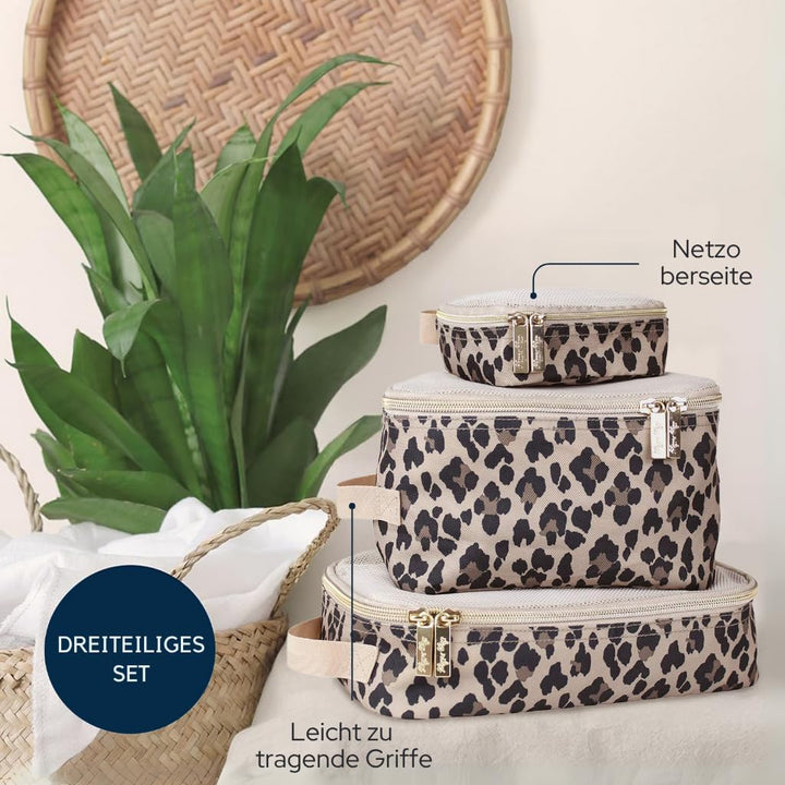 Itzy Ritzy Packing Cubes - Set of 3 Packing Cubes or Travel Organizers; Each Cube Features A Mesh To