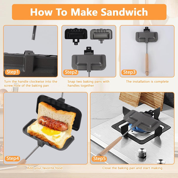 Sandwich Toaster, Sandwichtoaster, Antihaftbeschichteter Sandwich Maker, Doppelseitige Bratpfanne, R