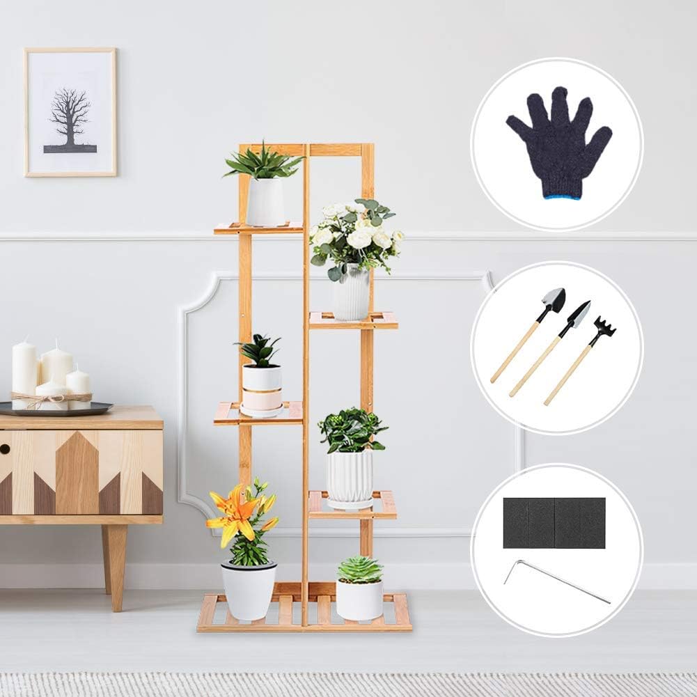 Cocoarm Blumenständer Holz für Innen Pflanzentreppe Outdoor Blumen Regale, Blumenständer mit Balkong