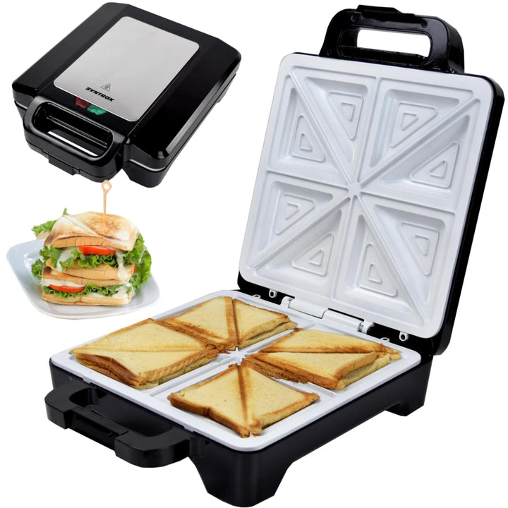 Syntrox Germany Kitchen Chef Keramik-Sandwichmaker XLC Drizle, 1.600 W, 28,7 × 28 cm Platten, Thermo
