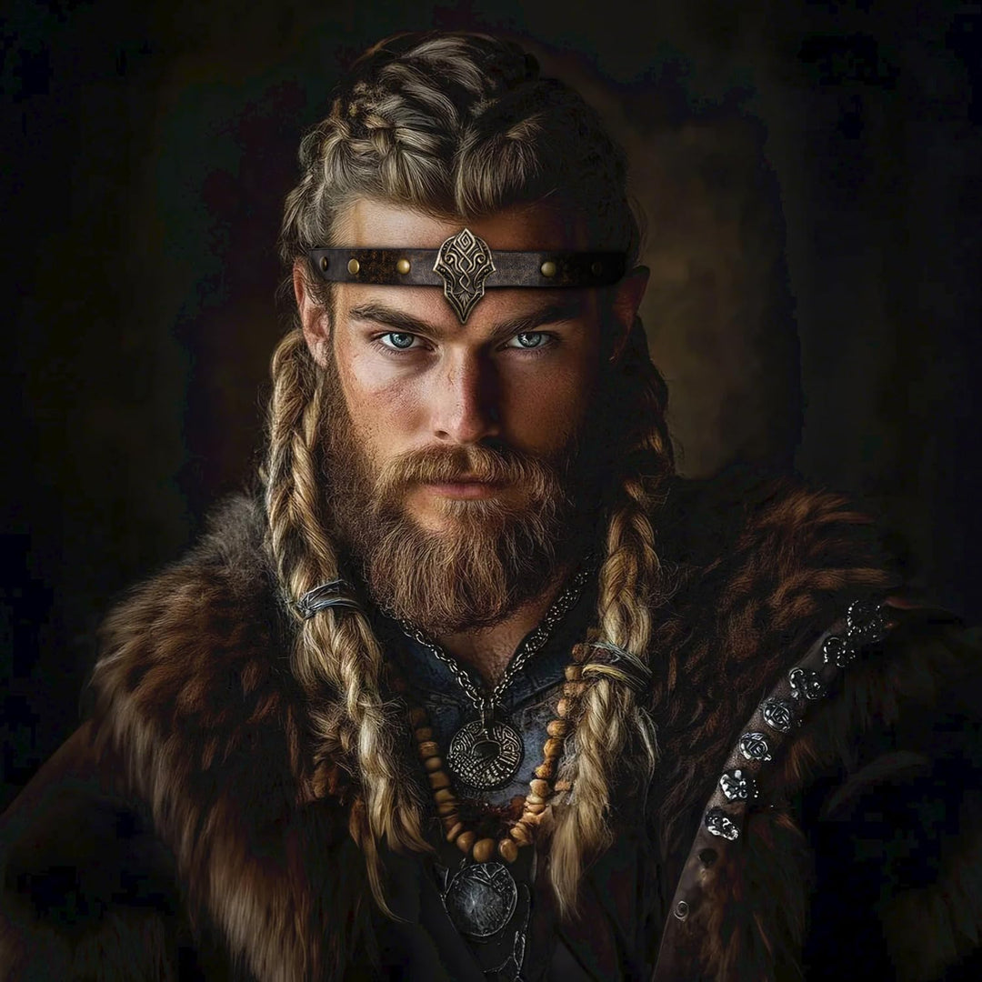 keland Stirnband Wikinger Leder Mittelalter Kopfschmuck für Damen Herren Halloween Cosplay Mittelalt