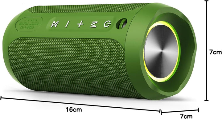 EDUPLINK Bluetooth Lautsprecher IPX7 Wasserdicht, 20W mit Bass - Tragbare LED Musikbox, 20h Akku, TF