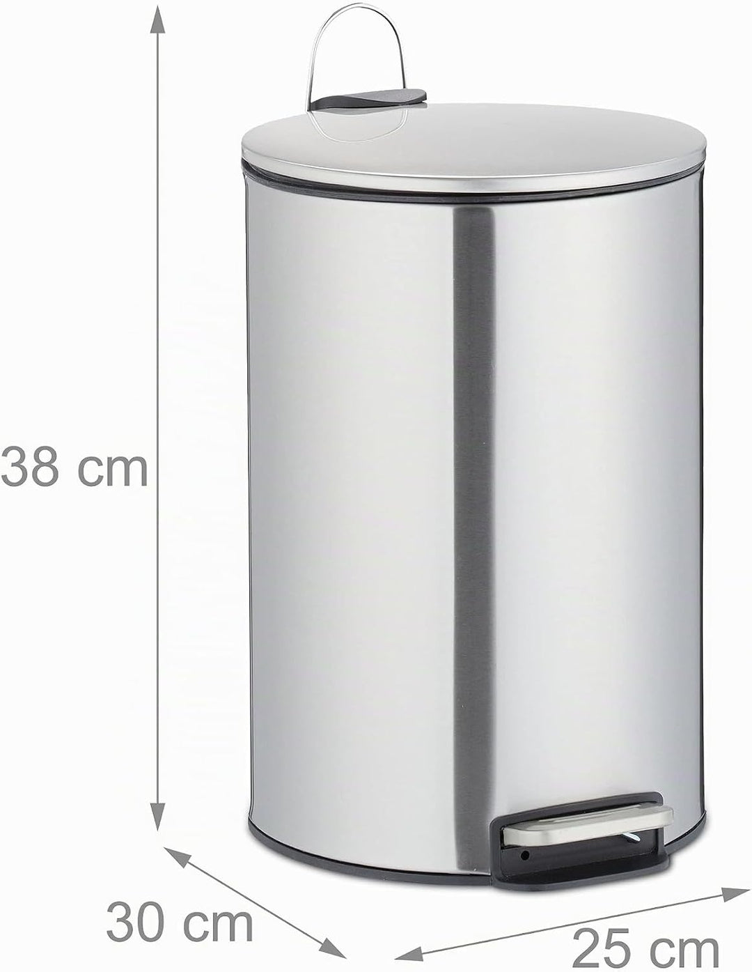 Relaxdays Treteimer 12 Liter, Edelstahl, Abfalleimer mit Inneneimer, Absenkautomatik, Mülleimer für