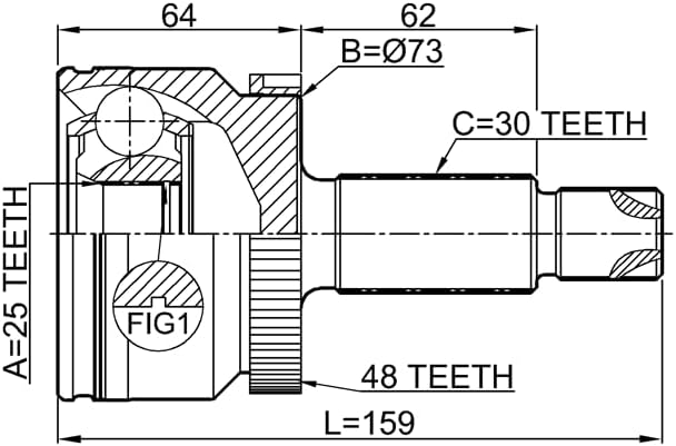 FEBEST Gelenksatz Antriebswelle 1210-IX35D7A48 vorne, radseitig 2,832kg 88mm