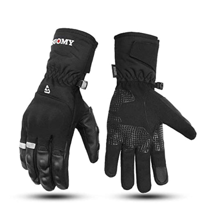 Motorrad Winterhandschuhe 100% wasserdichte Motorradhandschuhe rutschfeste Touchscreen Mod.2 Schwarz