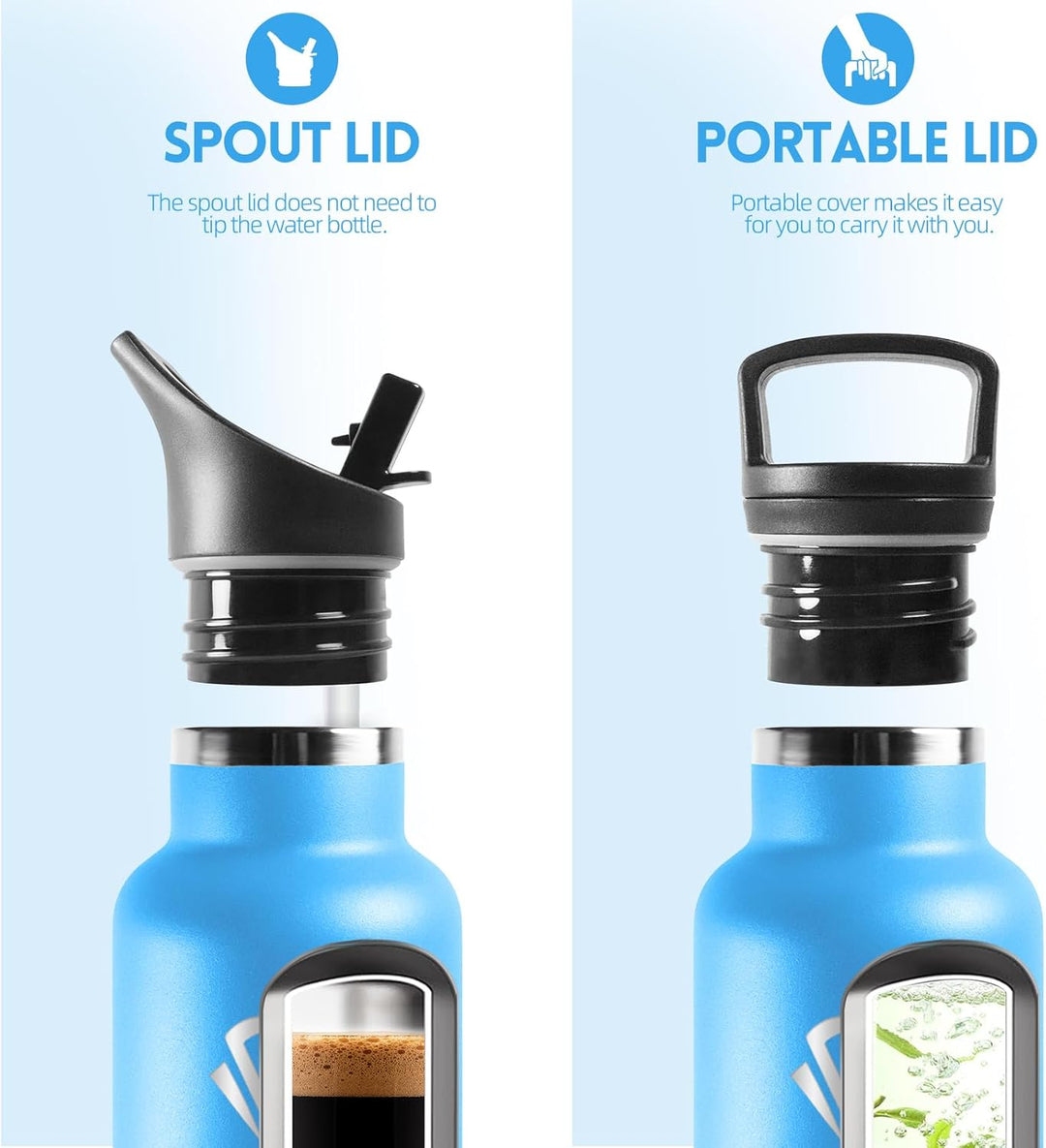 HoneyHolly Trinkflasche 750ML, BPA-Frei, Trinkflasche Edelstahl, Doppelwandig Vakuumisoliert, Wasser