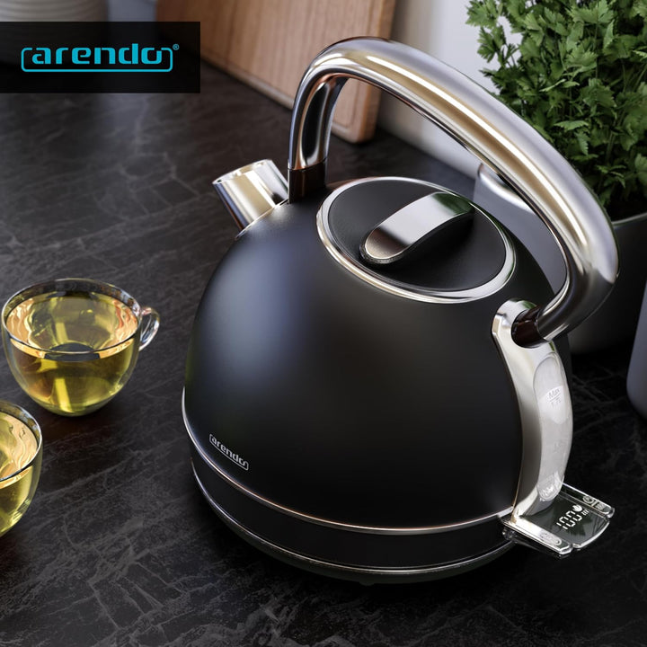 Arendo - Wasserkocher Edelstahl mit Temperatureinstellung - LED Anzeige mit Touch Panel - Wasserkess