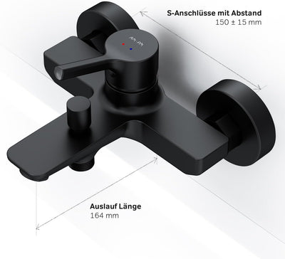 AM.PM X-Joy S FXB10022 Wassersparende Wannen- und Brausebatterie kraztfest, leicht zu reinigen, Bade