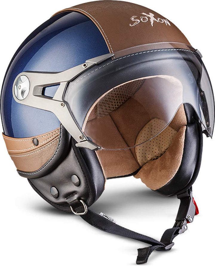 Soxon® SP-325 Urban „Blue“ · Jet-Helm · Motorrad-Helm Roller-Helm Scooter-Helm Moped Mofa-Helm Chopp