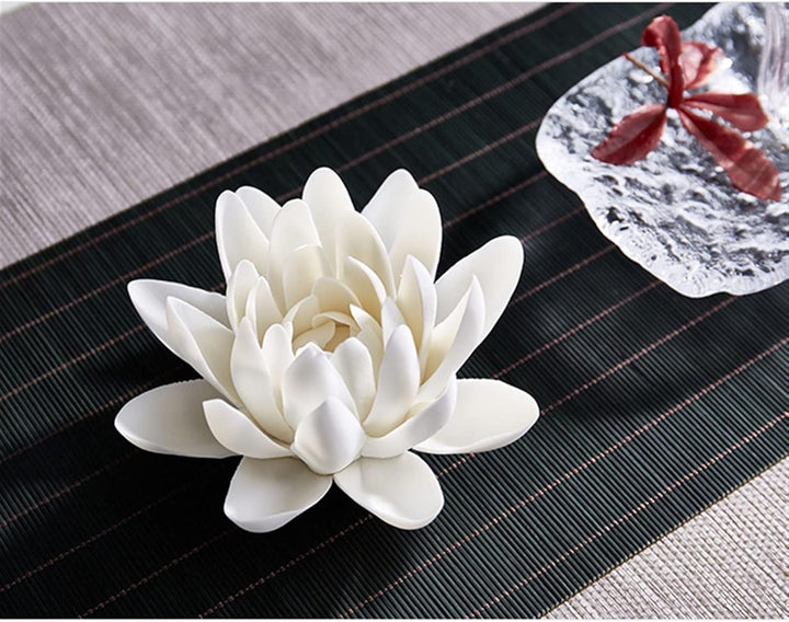 PEVSCO Skulptur Pflanzenstatue Ornamente Weisser Lotus Keramikskulptur Dekorationen Villa Studie Tee