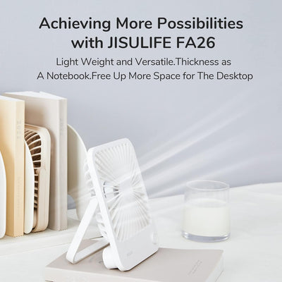 JISULIFE Tischventilator Batterie Wiederaufladbarer Ventilator，4500mAh 180° Faltbarer Tragbarer Pers