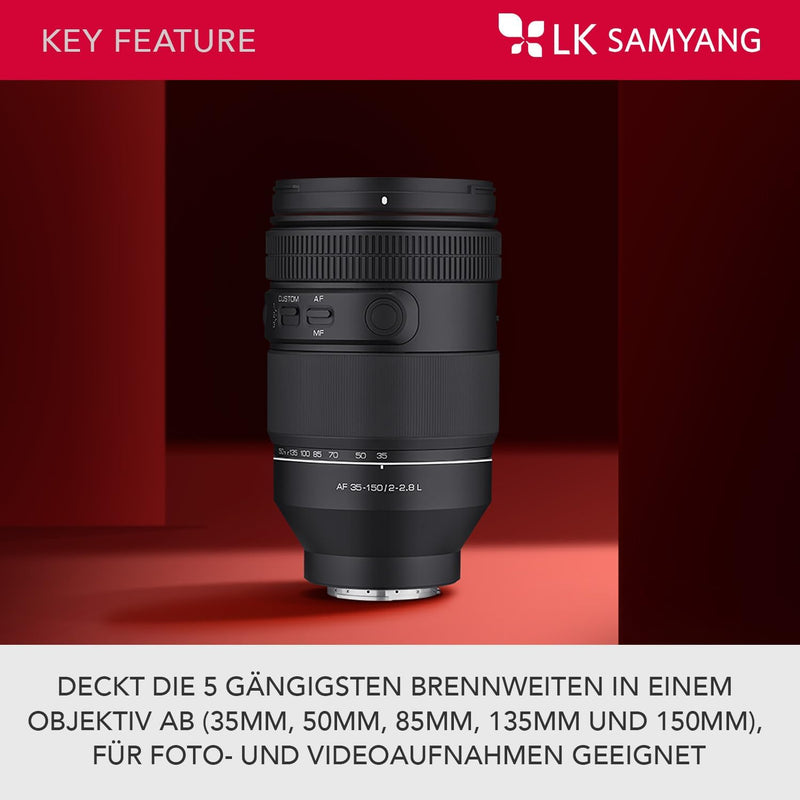 Samyang AF 35-150mm F2-2,8 für L-Mount Objektiv - Allround Zoomobjektiv mit Parfocal, Cinematic Vide