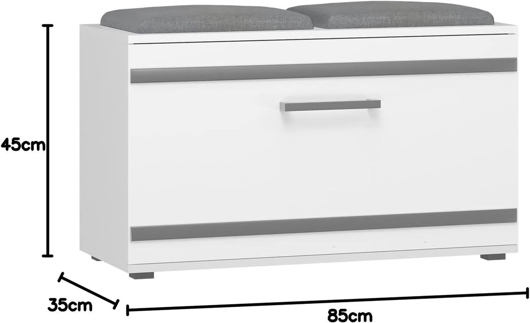 CDF Schuhschrank Opal | Farbe: weiss | Ideal für Diele, Flur, Büro | Schuhaufbewahrung | bequemer Si