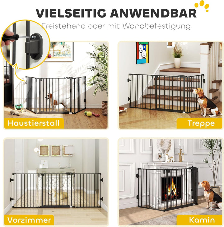 PawHut Hunde Absperrgitter Türschutzgitter Haustierschutzgitter verstellbar klappbar Kamingitter mit