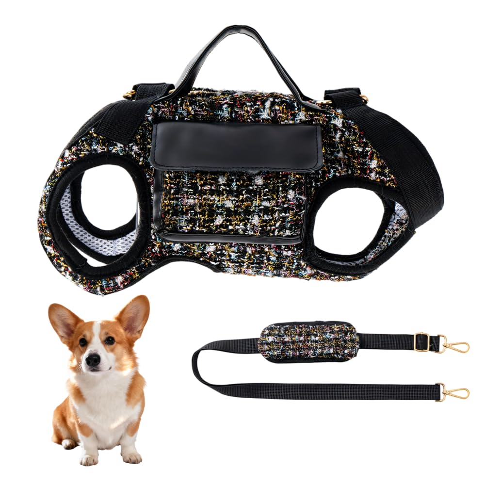 Haustier-Brustgurt mit Schultergurt, Kleine Hunde Katzen Quer-Rucksacke mit Magnetischen 2 Taschen,