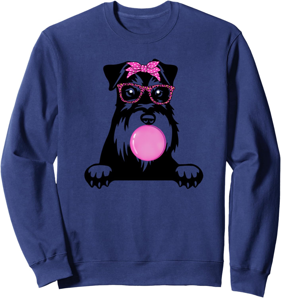 Zwergschnauzer mit Kaugummi-Bandana-Gläsern Sweatshirt