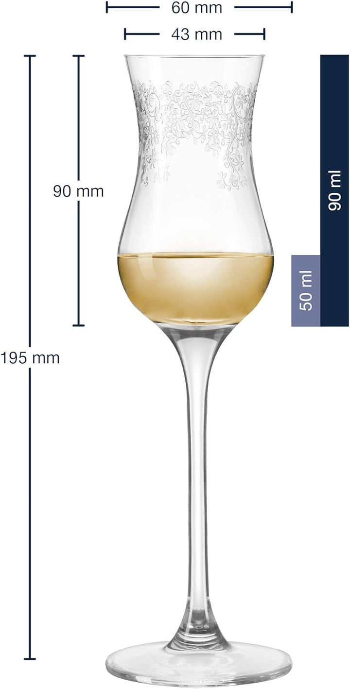 Leonardo Chateau Grappa-Gläser, 6er Set, spülmaschinenfeste Digestif-Gläser, Schnaps-Glas mit gezoge