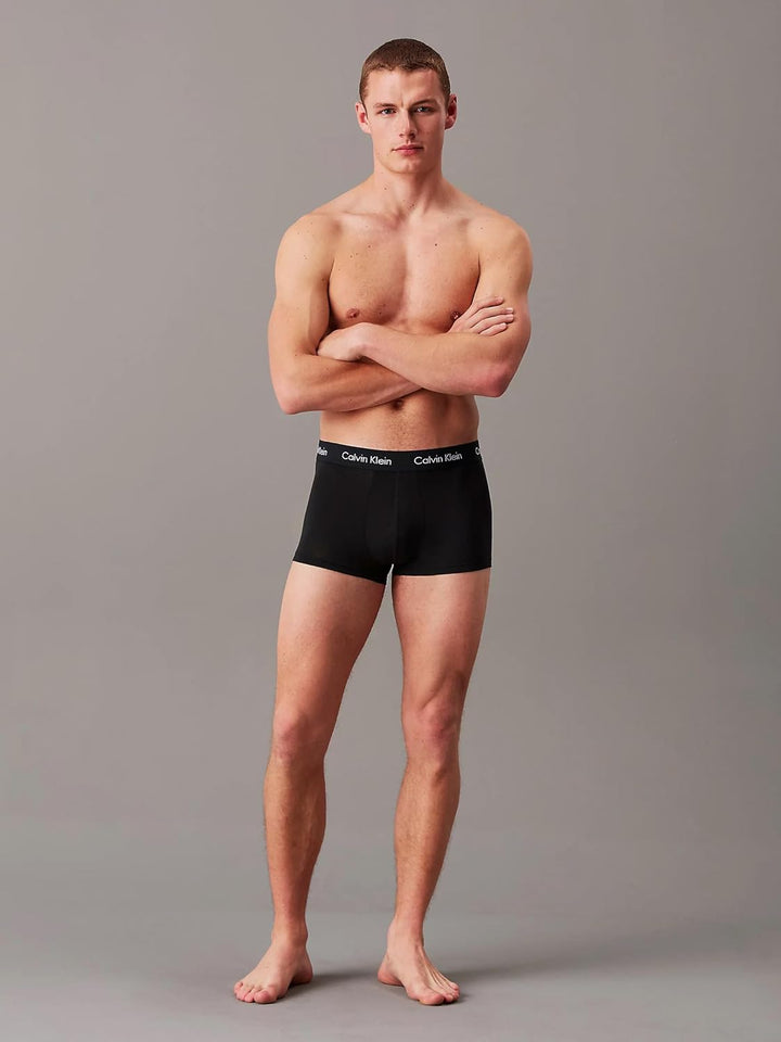 Calvin Klein Herren 3er Pack Boxershorts Trunks Baumwolle mit Stretch S Schwarz, S Schwarz