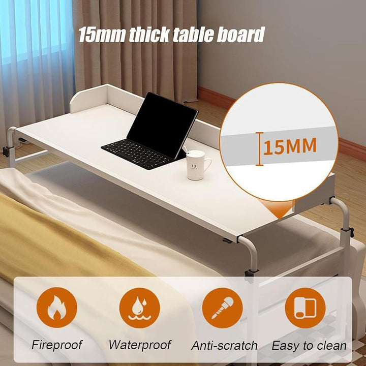 GXQFC Über-Betttisch auf Rollen Höhenverstellbar 65-95 cm/Breitenverstellbar 115-210 cm, Overbed Tab