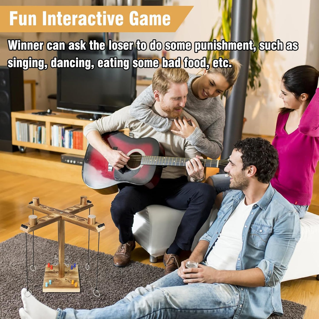 Ring Toss Game Ringwurfspiel für Erwachsene, ZAKVOP Hook Spiel 4 Spieler Ring Toss Hook mit Punkteta