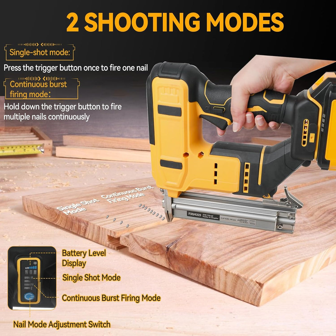 Schnurloser 18GA Brad Nailer kompatibel mit Dewalt 20V MAX Akku, bürstenloser Narrow Crown Stapler m